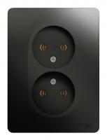 Розетка двухпостовая Schneider Electric Glossa без заземления в сборе антрацит